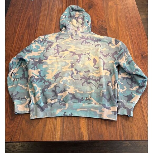 Purple Brand Men’s Blue Pink Oversized Faded Camo Fleece Pullover Hoodie Small - Picture 7 of 7